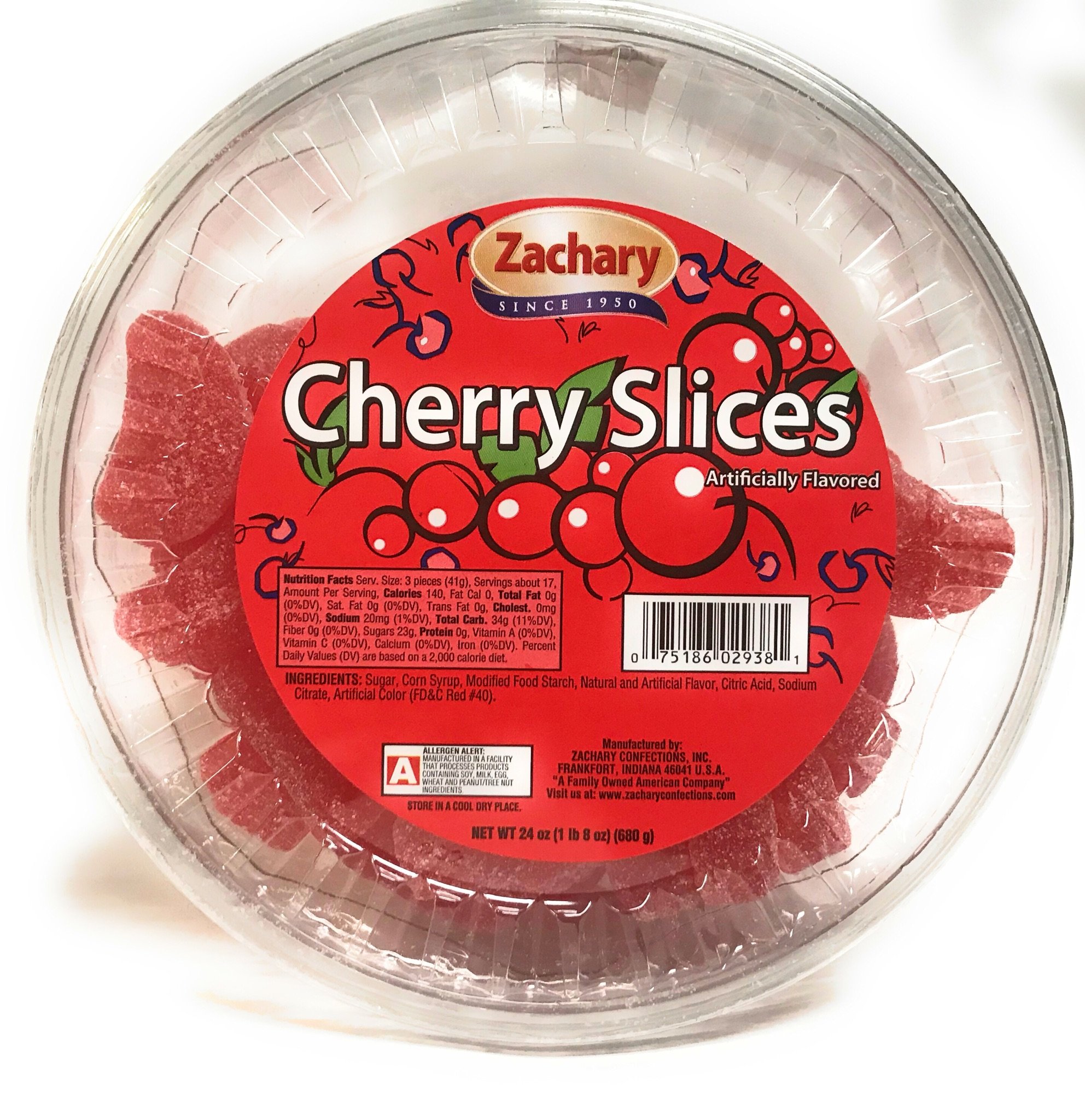 サリーイップ Zachary Cherry Slices, 32 oz. Tub, Jelly Candy Regular Size Pieces